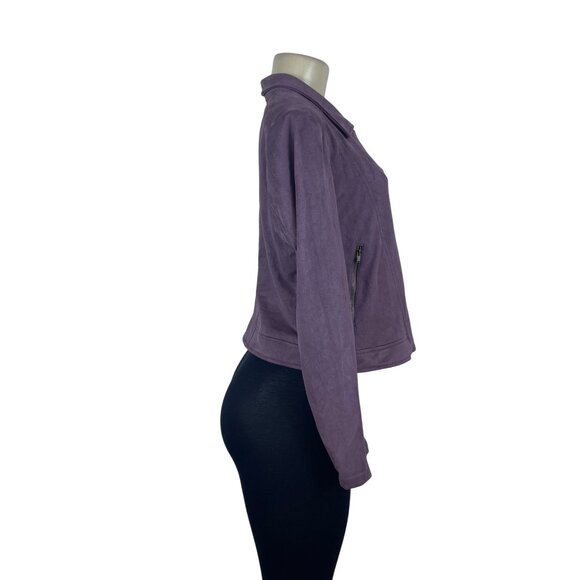 Eden Society Womens Purple Drapey Moto Jacket Stitch Sz L - New - Picture 2 of 8